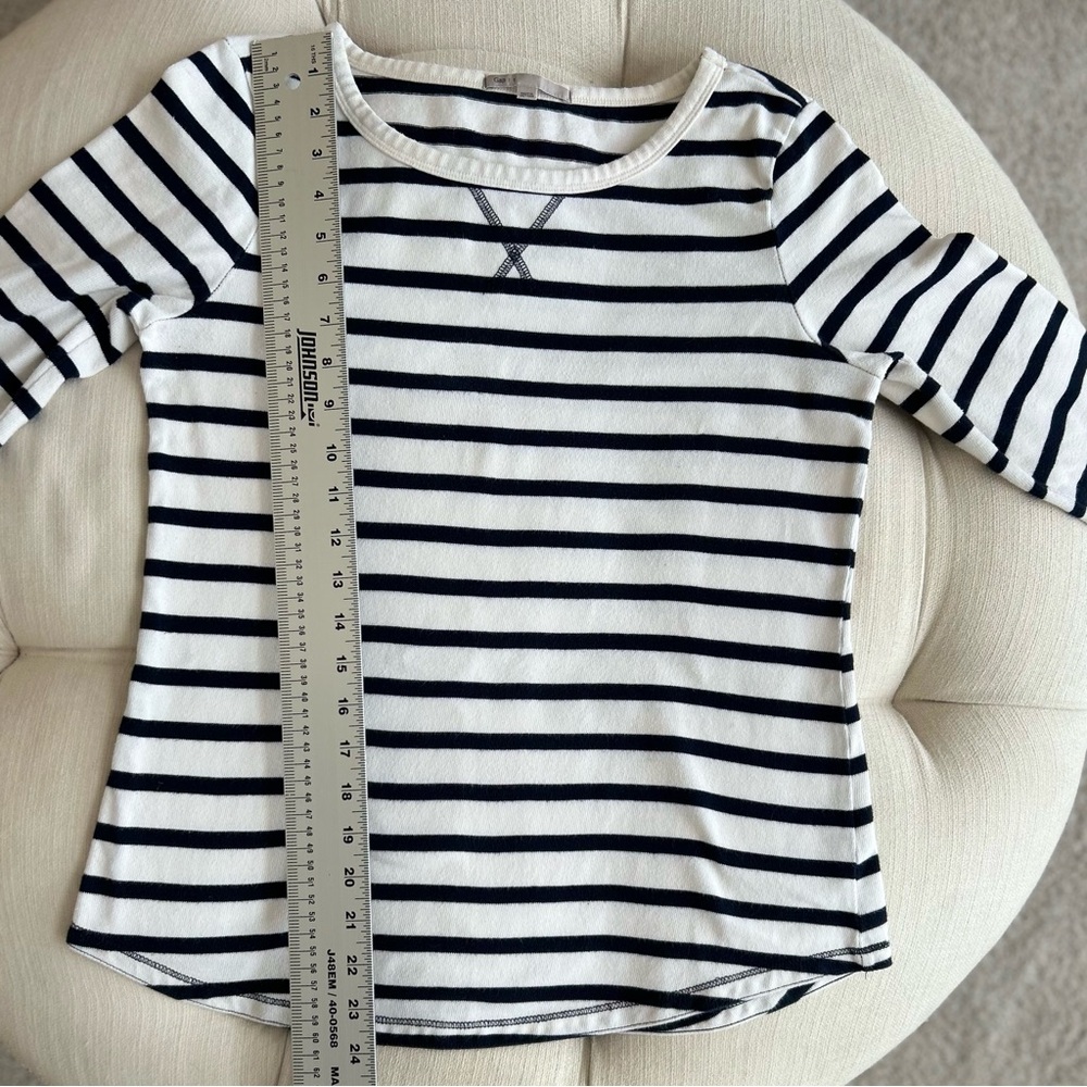 GAP Nautical Women's Pullover Striped Shirt Top White & Navy Long Sleeves Small - Picture 9 of 11
